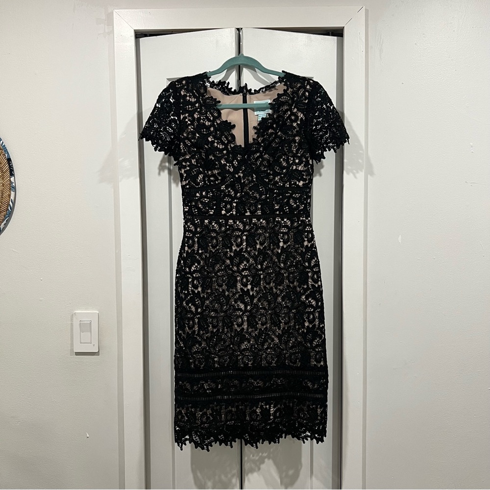 Nue black lace midi dress